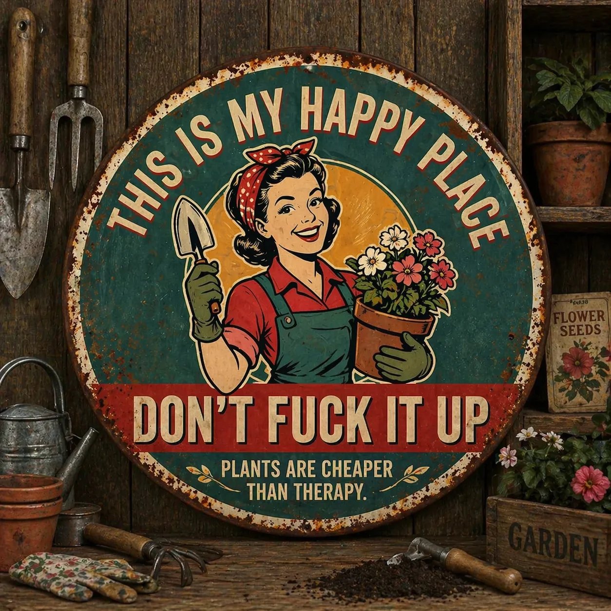 🌿💖"This Is My Happy Place" Garden Metal Sign