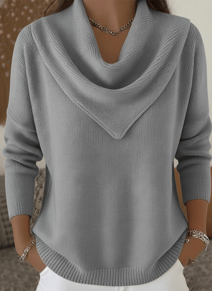 🔥Elegant Retro Soft Triangle Neck Solid Color Sweater Top