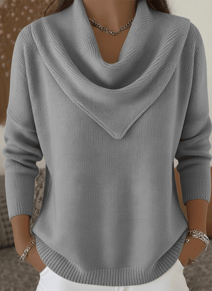 🔥Elegant Retro Soft Triangle Neck Solid Color Sweater Top