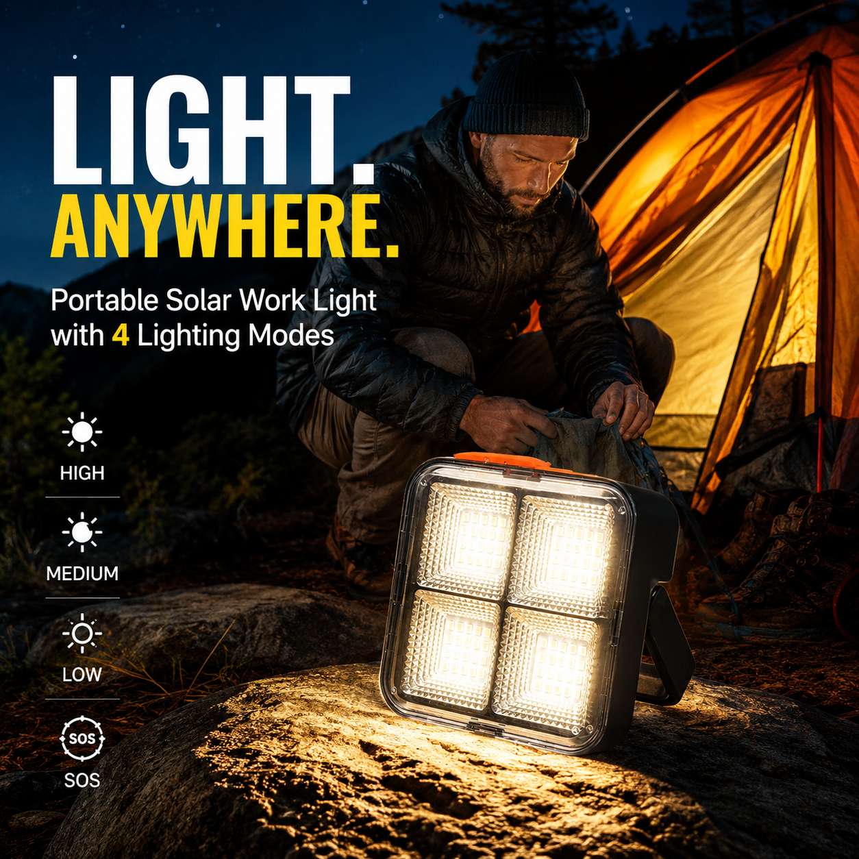 🔥🎁Hot Sale 50% OFF💡Portable Solar Work Light with 4 Lighting Modes