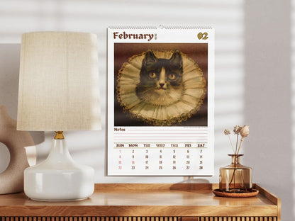 Weird cats in renaissance 2026 Wall Calendar