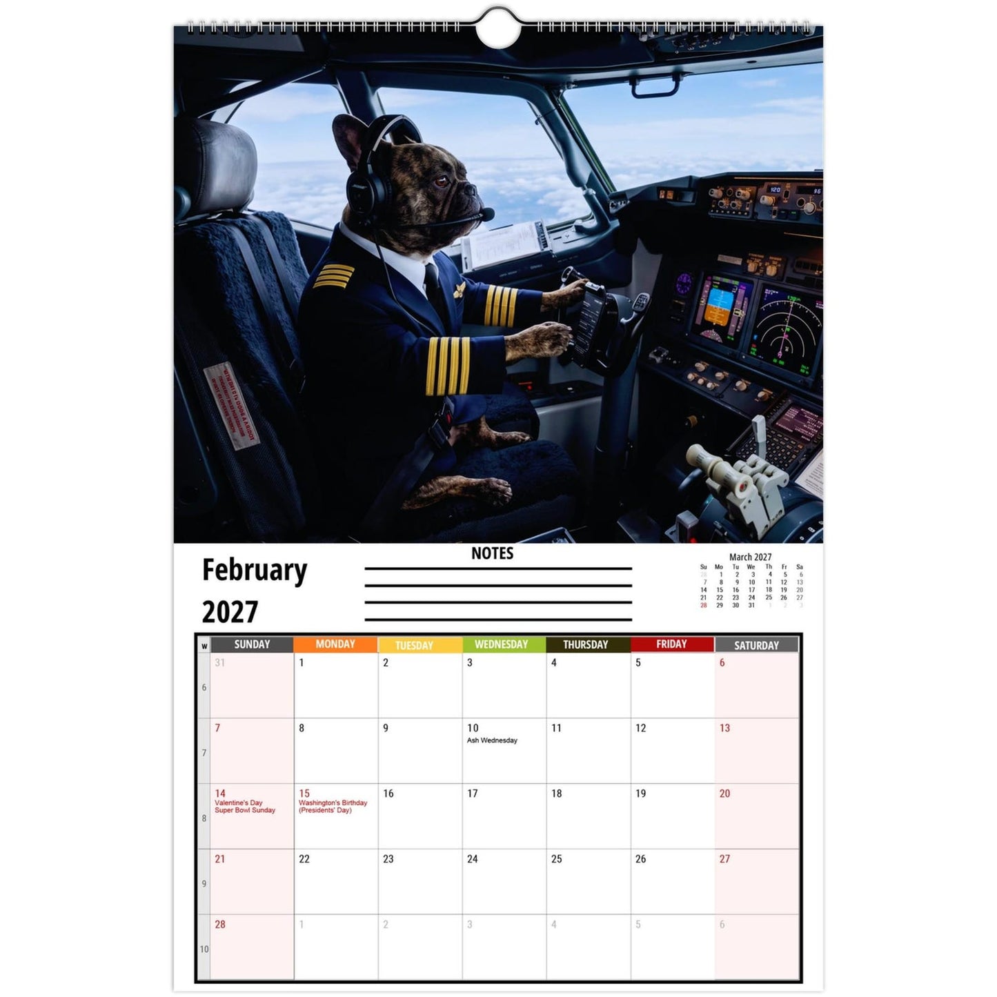 🐶 Funny French Bulldogs Wall Calendar 2027