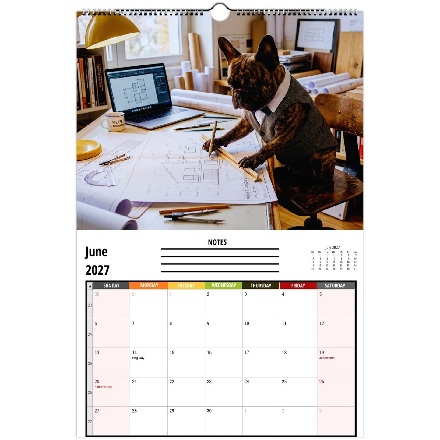 🐶 Funny French Bulldogs Wall Calendar 2027