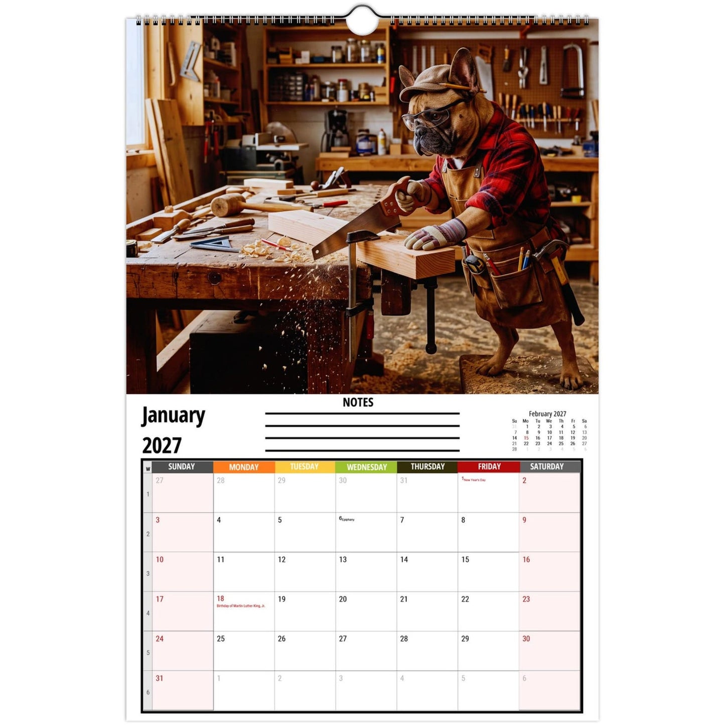 🐶 Funny French Bulldogs Wall Calendar 2027