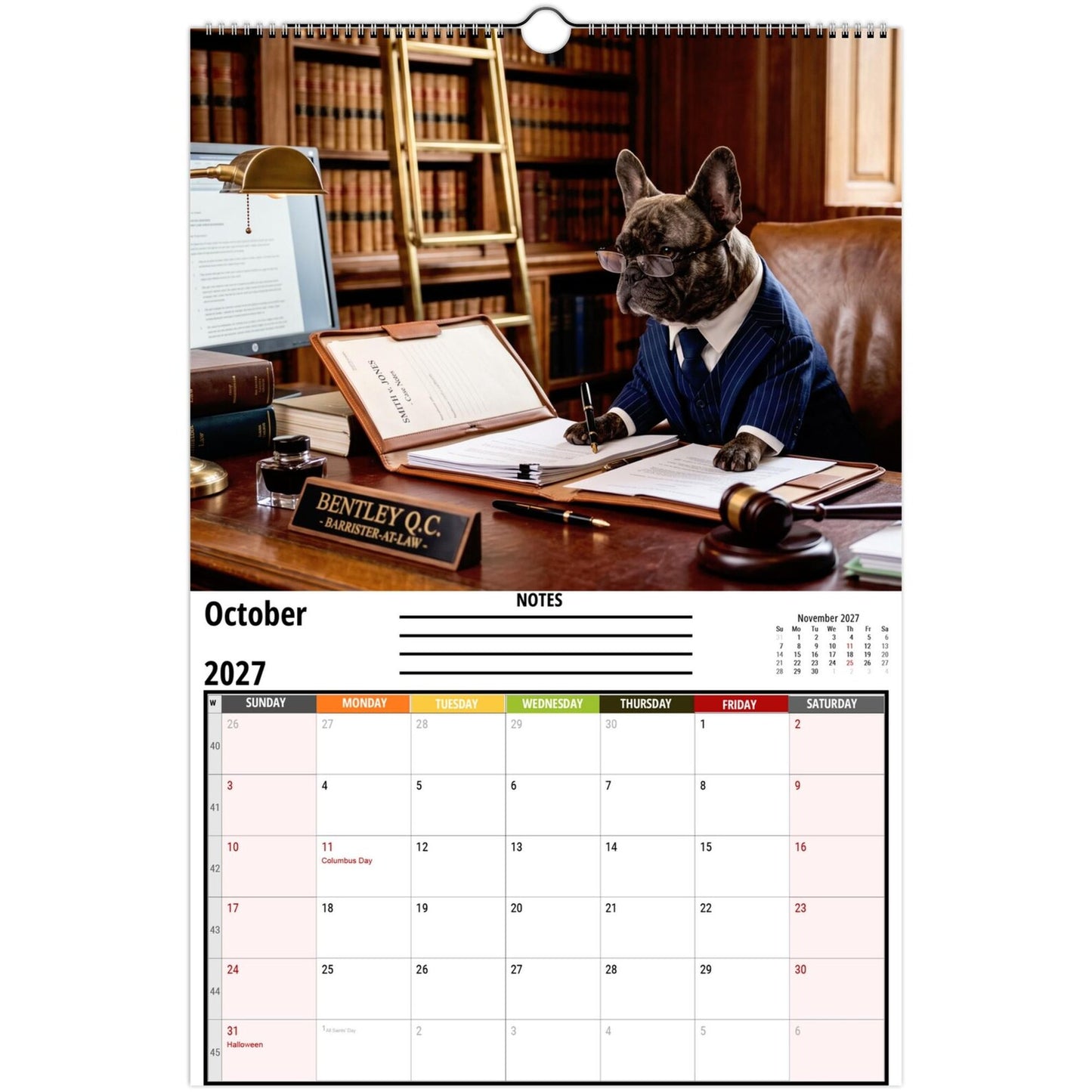 🐶 Funny French Bulldogs Wall Calendar 2027