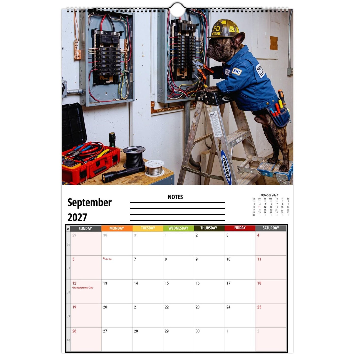 🐶 Funny French Bulldogs Wall Calendar 2027