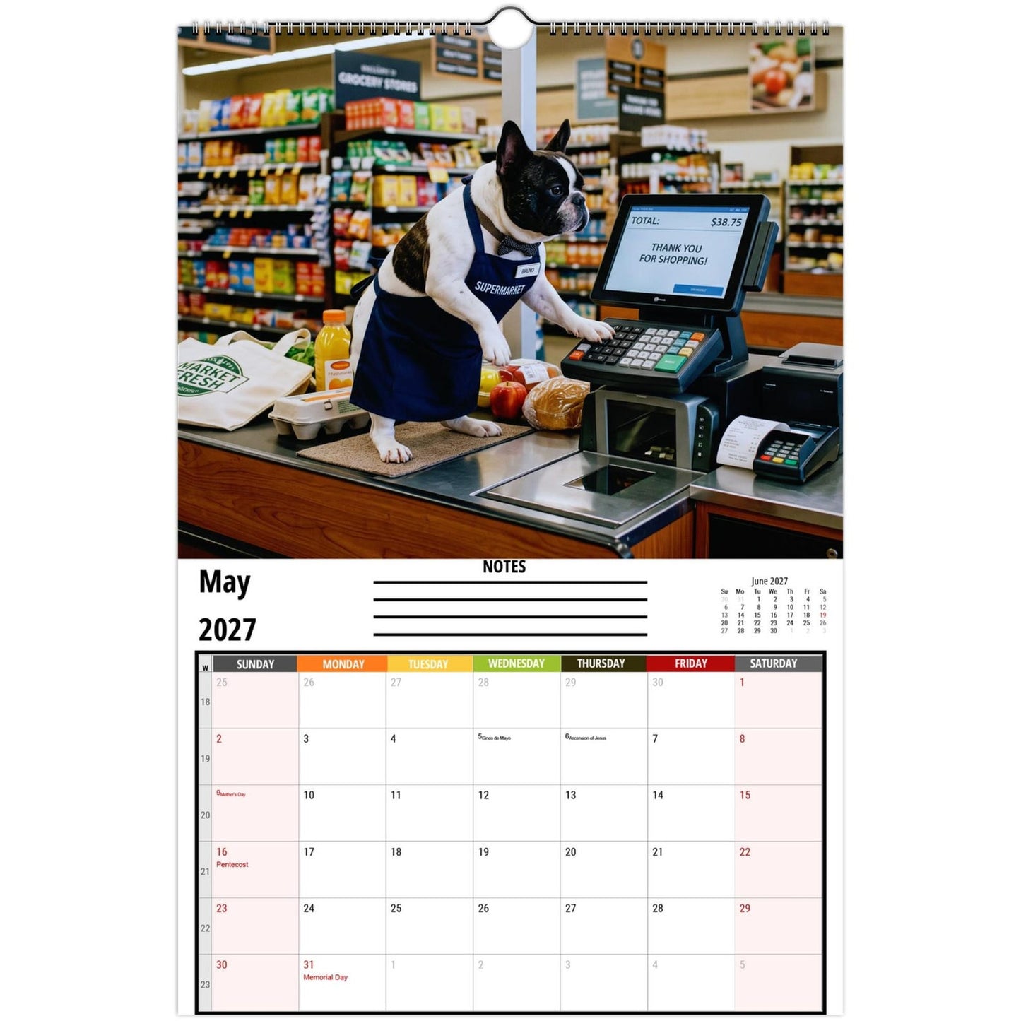🐶 Funny French Bulldogs Wall Calendar 2027