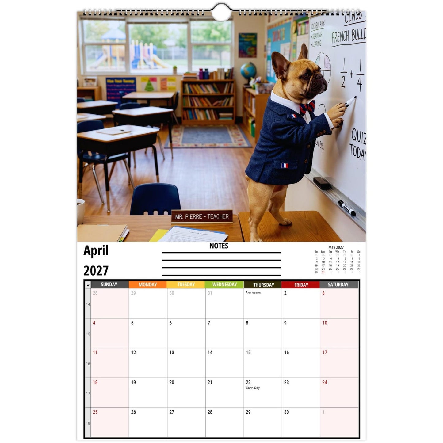 🐶 Funny French Bulldogs Wall Calendar 2027