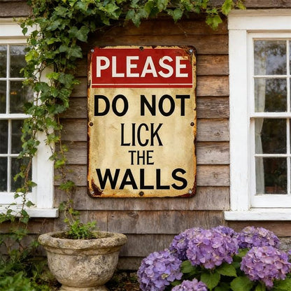 Please Do Not Lick The Walls Funny Wall Sign,Vintage Metal Sign,Humor Warning Signs,Reminder Sign,Aluminum Home Decor,Restroom Wall Art