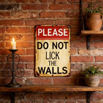 Please Do Not Lick The Walls Funny Wall Sign,Vintage Metal Sign,Humor Warning Signs,Reminder Sign,Aluminum Home Decor,Restroom Wall Art