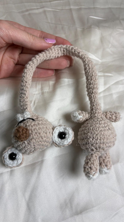 Handmade Crochet Prehistoric Sloth Bag Charm - Funny Long Neck Sloth Plush Toy，Gift for Animal Lovers