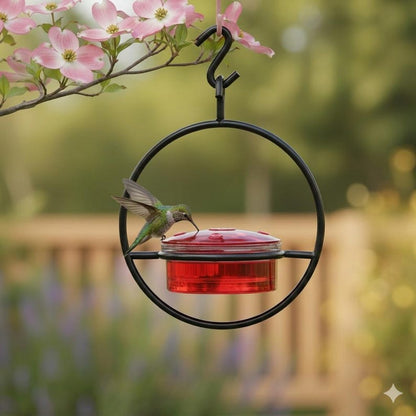 Modern Hummingbird Feeder - Circular Perch Nectar Dish - Outdoor Garden Hanging Decor - Unique Bird Lover Gift - Easy Fill Stackable Set 1-3