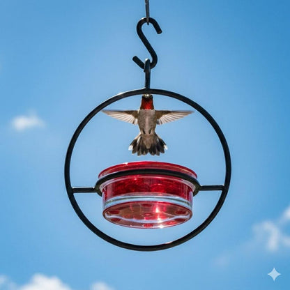 Modern Hummingbird Feeder - Circular Perch Nectar Dish - Outdoor Garden Hanging Decor - Unique Bird Lover Gift - Easy Fill Stackable Set 1-3