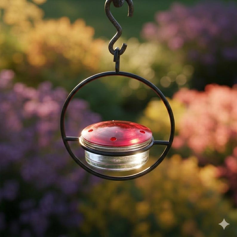Modern Hummingbird Feeder - Circular Perch Nectar Dish - Outdoor Garden Hanging Decor - Unique Bird Lover Gift - Easy Fill Stackable Set 1-3