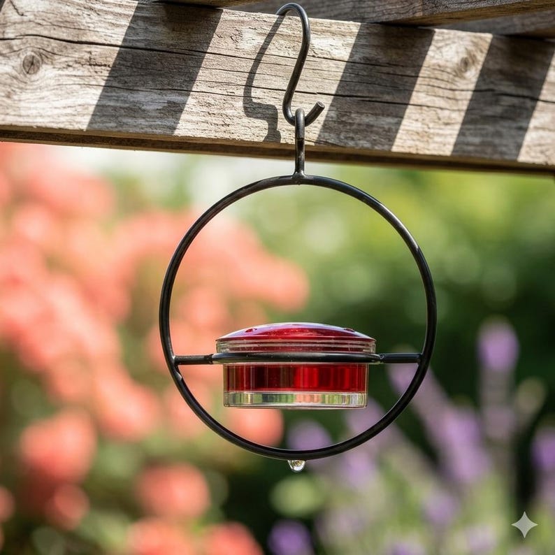 Modern Hummingbird Feeder - Circular Perch Nectar Dish - Outdoor Garden Hanging Decor - Unique Bird Lover Gift - Easy Fill Stackable Set 1-3