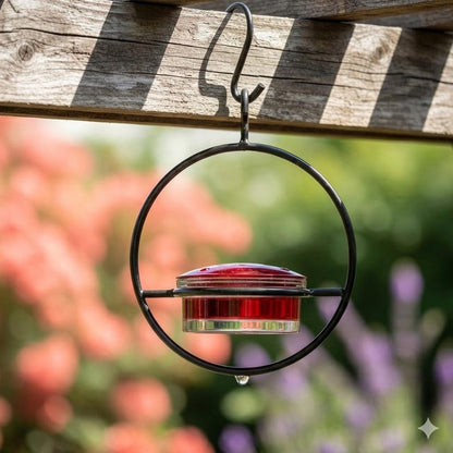 Modern Hummingbird Feeder - Circular Perch Nectar Dish - Outdoor Garden Hanging Decor - Unique Bird Lover Gift - Easy Fill Stackable Set 1-3