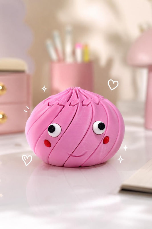 Dumpling 3D Printed Fidget Toy, Cute Kawaii Desk Decor, Squishy Inspired Gift