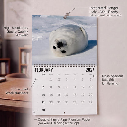 2027 Cute Seal Wall Calendar, Wildlife Ocean Animal Gift