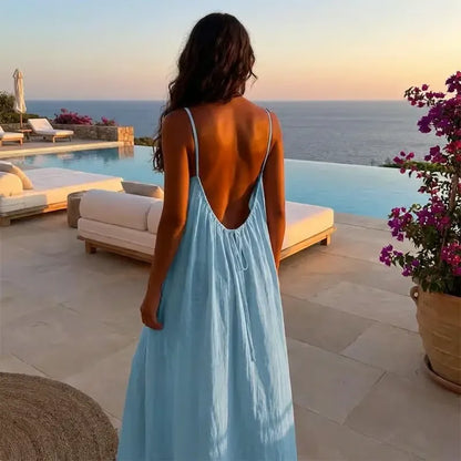 💃Women's Solid Color Backless Cami Dress💕