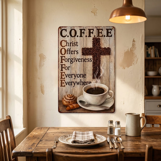 ☕ Christian Coffee Metal Wall Art