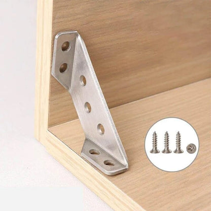 🔧 UNIVERSAL STAINLESS STEEL FURNITURE CORNER BRACES — Triangular Stability Reinforcement | Rust-Proof Structural Support & Easy Install 🔧