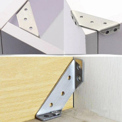 🔧 UNIVERSAL STAINLESS STEEL FURNITURE CORNER BRACES — Triangular Stability Reinforcement | Rust-Proof Structural Support & Easy Install 🔧