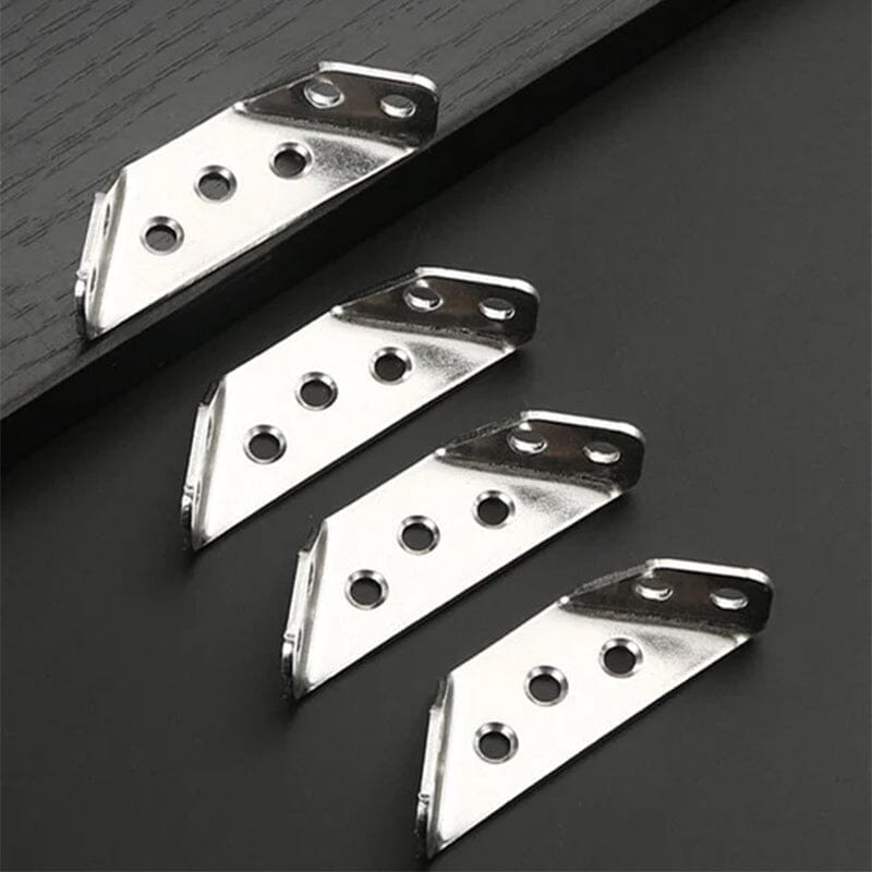 🔧 UNIVERSAL STAINLESS STEEL FURNITURE CORNER BRACES — Triangular Stability Reinforcement | Rust-Proof Structural Support & Easy Install 🔧