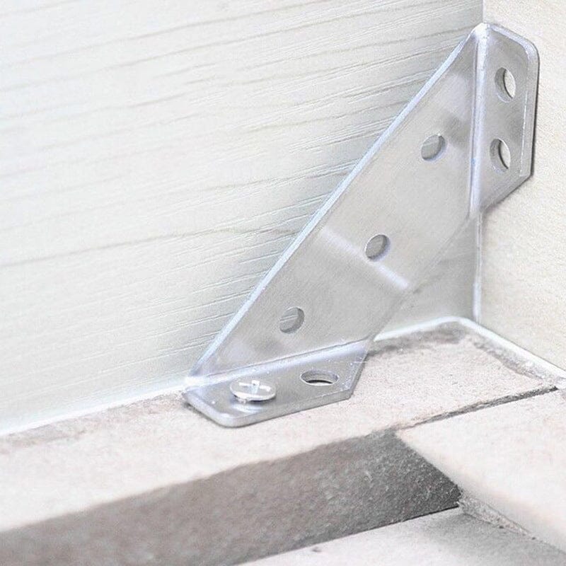 🔧 UNIVERSAL STAINLESS STEEL FURNITURE CORNER BRACES — Triangular Stability Reinforcement | Rust-Proof Structural Support & Easy Install 🔧