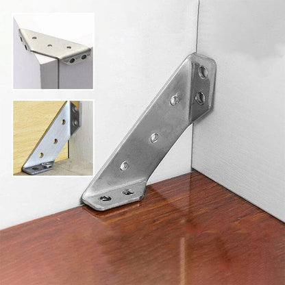 🔧 UNIVERSAL STAINLESS STEEL FURNITURE CORNER BRACES — Triangular Stability Reinforcement | Rust-Proof Structural Support & Easy Install 🔧