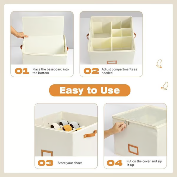 ⏰👟LIMITED TIME 60% OFF:ONLY £11.99!‼️Fabric Shoe Organizer Storage Box – Foldable, Large Capacity, Dustproof & Breathable for Closet & Bedroom 🧺✨