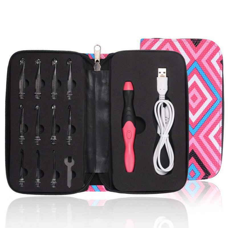 Crochet hooks with LED light, 11 pieces