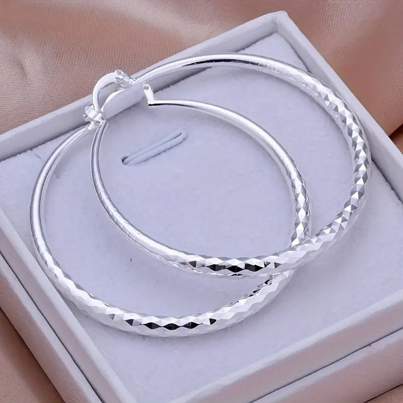 🎉 BUY 1 GET 1 FREE 🎁 Diamond-Cut Hoop Earrings for Women – Elegant, Sparkling 💎