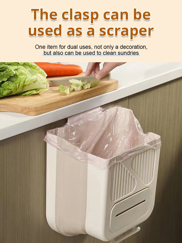 🍃Eco-friendly and practical👍Folding Hanging Kitchen Waste Trash Can
