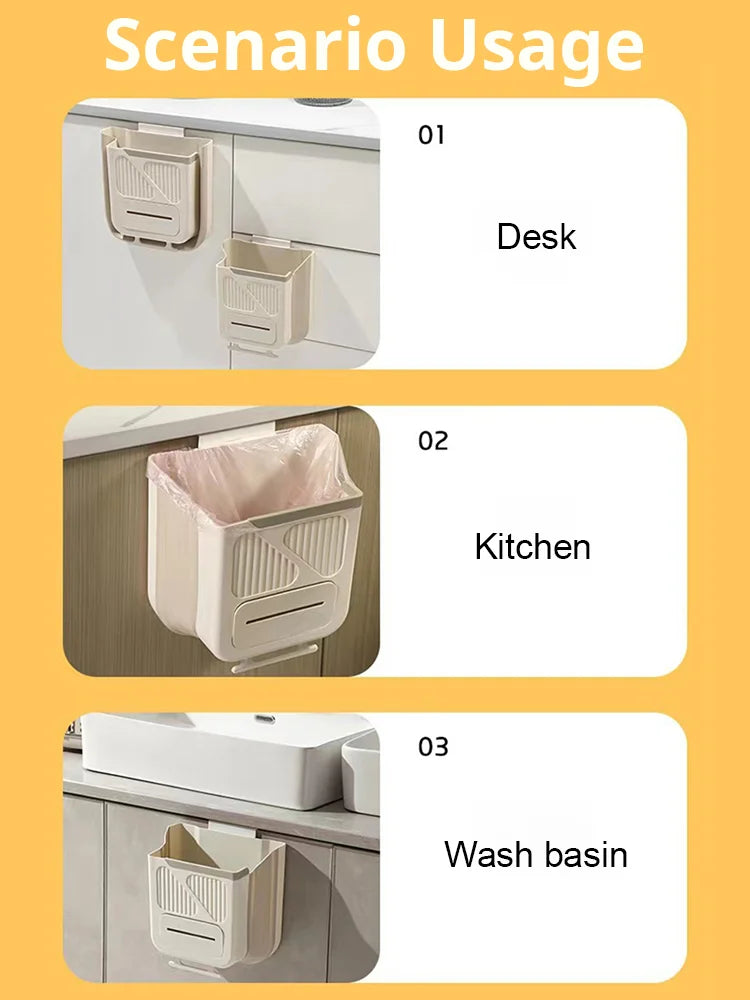 🍃Eco-friendly and practical👍Folding Hanging Kitchen Waste Trash Can