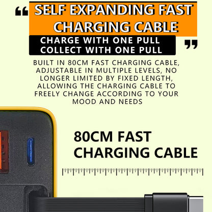 ⌛Only 1 Day Left Of This Offer⏳65W Fast Charging Phone Charger Block with Retractable 80cm Type-C Cable