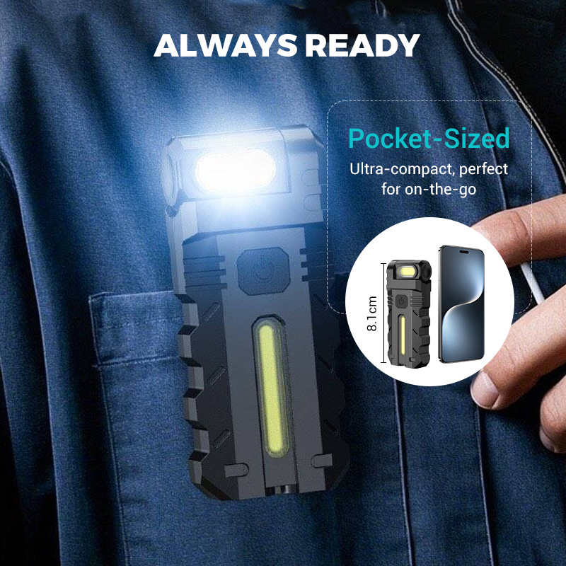 180° Rotating Head LED Work Light – Dual Beam, Magnetic Base & USB-C Rechargeable