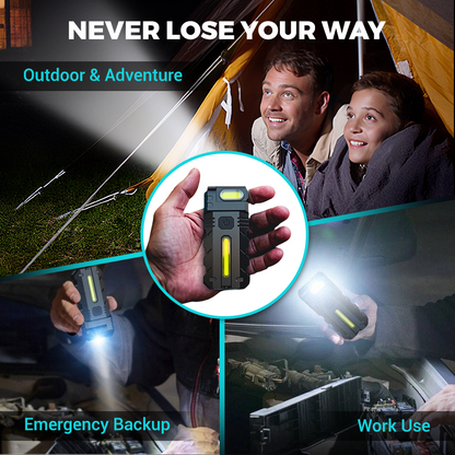 180° Rotating Head LED Work Light – Dual Beam, Magnetic Base & USB-C Rechargeable