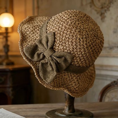 🌞Elegant Woven Straw Sun Hat with Bow