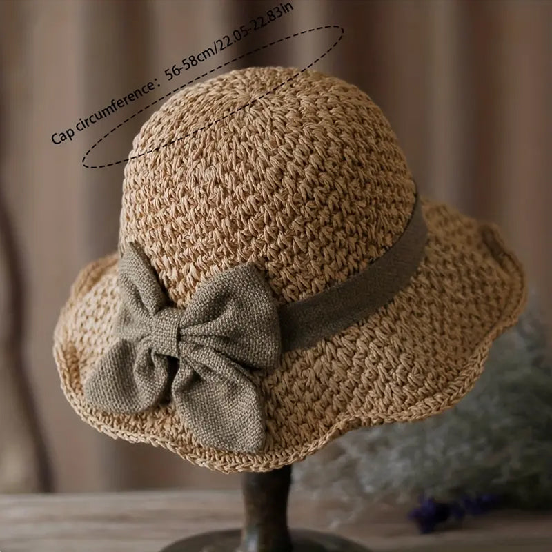 🌞Elegant Woven Straw Sun Hat with Bow