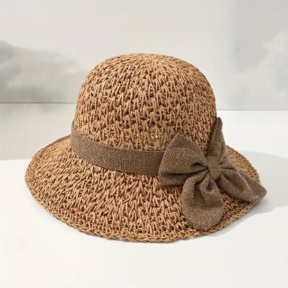 🌞Elegant Woven Straw Sun Hat with Bow