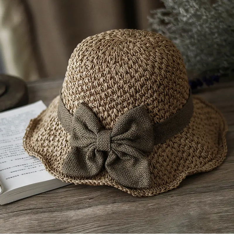 🌞Elegant Woven Straw Sun Hat with Bow