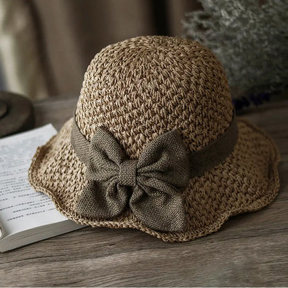 🌞Elegant Woven Straw Sun Hat with Bow