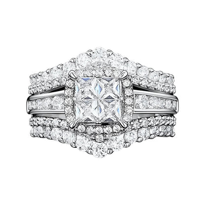 💍 LIMITED-TIME 49% OFF! 💥 Women's Princess Cut Cubic Zirconia Filled Ring – Pave Setting, Multi-Layer Band, Sparkle ✨