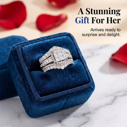 💍 LIMITED-TIME 49% OFF! 💥 Women's Princess Cut Cubic Zirconia Filled Ring – Pave Setting, Multi-Layer Band, Sparkle ✨