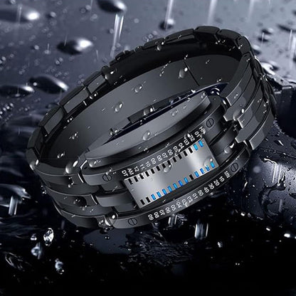 ⌚✨ Men's Binary LED Watch – Stainless Steel, Blue Light, Sporty, Water-Resistant, Modern ⚡