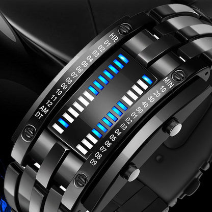 ⌚✨ Men's Binary LED Watch – Stainless Steel, Blue Light, Sporty, Water-Resistant, Modern ⚡