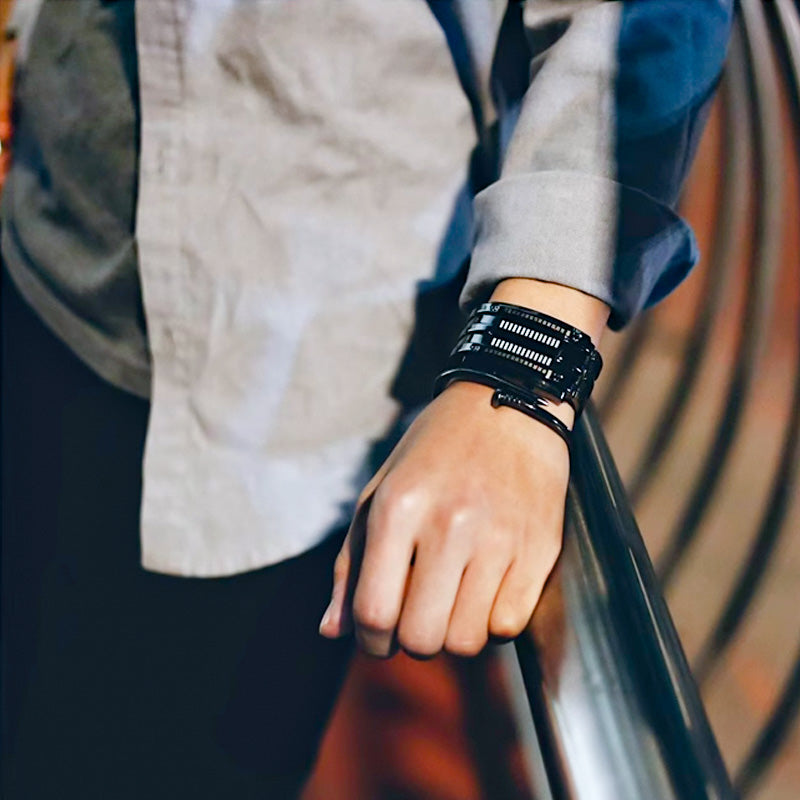 ⌚✨ Men's Binary LED Watch – Stainless Steel, Blue Light, Sporty, Water-Resistant, Modern ⚡