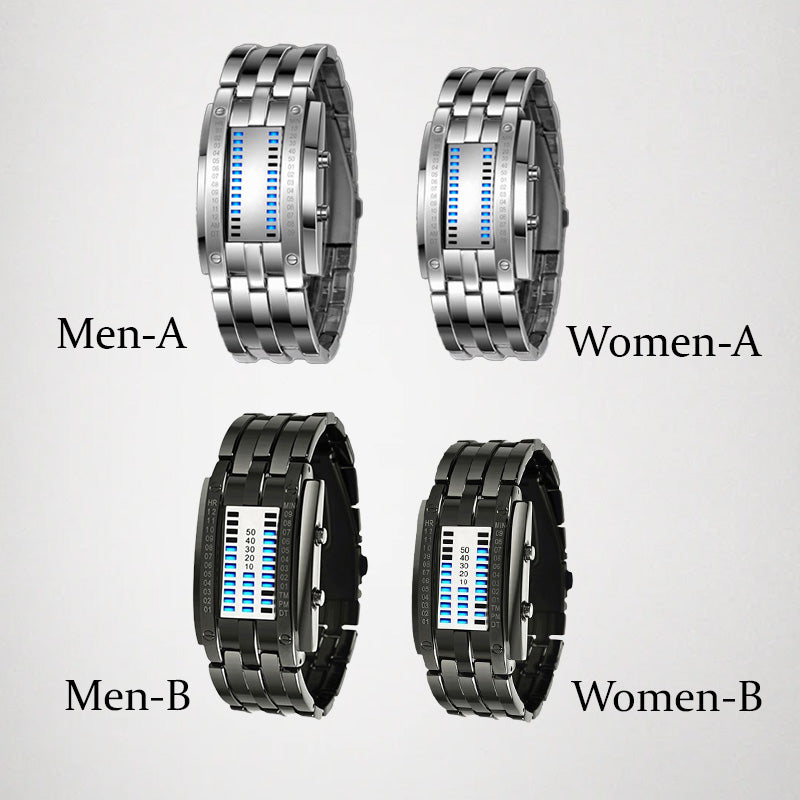⌚✨ Men's Binary LED Watch – Stainless Steel, Blue Light, Sporty, Water-Resistant, Modern ⚡