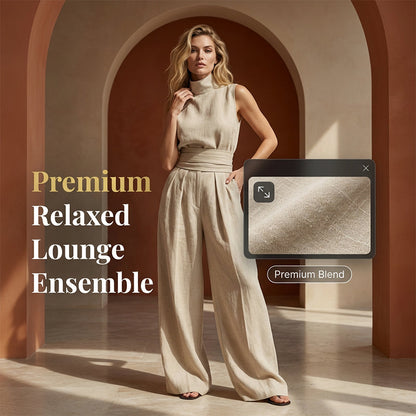 👗 LIMITED-TIME 49% OFF! ✨ Top & Wide-Leg Pant 2-Piece Set – Mock Neck, Cinched Waist, Featherlight 🌿