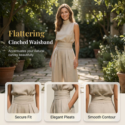 👗 LIMITED-TIME 49% OFF! ✨ Top & Wide-Leg Pant 2-Piece Set – Mock Neck, Cinched Waist, Featherlight 🌿